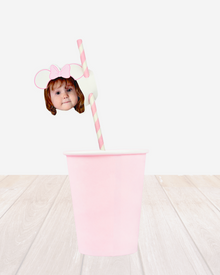  Personalised MinnieLand - Face Straw Topper - Pack of 18