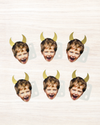 Personalised Halloween - Devil Horns Face Straw Topper - Pack of 18