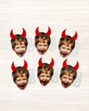 Personalised Halloween - Devil Horns Face Straw Topper - Pack of 18