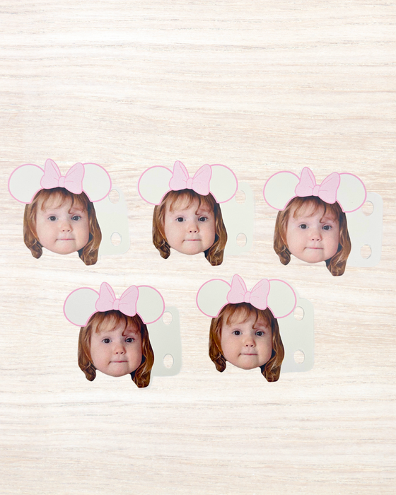 Personalised MinnieLand - Face Straw Topper - Pack of 18