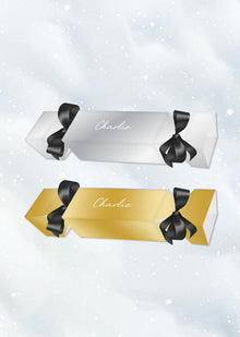  Personalised Small Foil Christmas Cracker - Satin Ribbon - 2 Pack