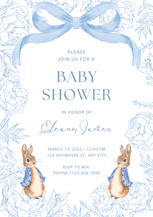  Personalised Blue Rabbit Toile - FREE E-Invite