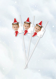  Personalised Christmas Elf - Straw Topper - Pack of 18