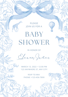  Personalised Blue Safari Toile - FREE E-Invite