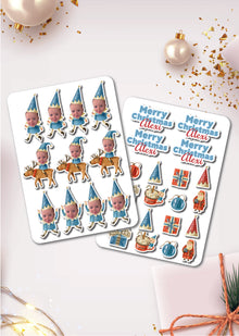  Personalised Christmas Blue Elves - Sticker Pack