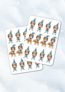  Personalised Christmas Blue Elves - Sticker Pack