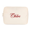 Personalised Nylon Cosmetic Pouch - Ivory with Gold Hardware