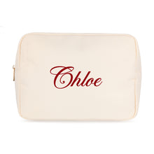  Personalised Nylon Cosmetic Pouch - Ivory with Gold Hardware