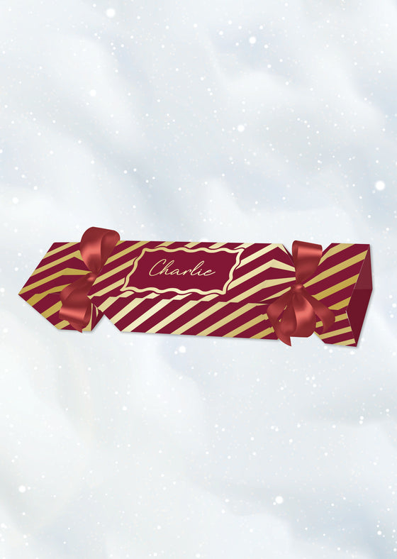 Personalised Large Striped Christmas Cracker -  with Satin Ribbon