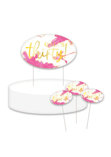  Personalised Pink Splash - Cake Topper Bundle