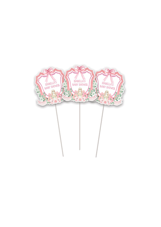 Personalised Pink Crest - Cake Topper Bundle