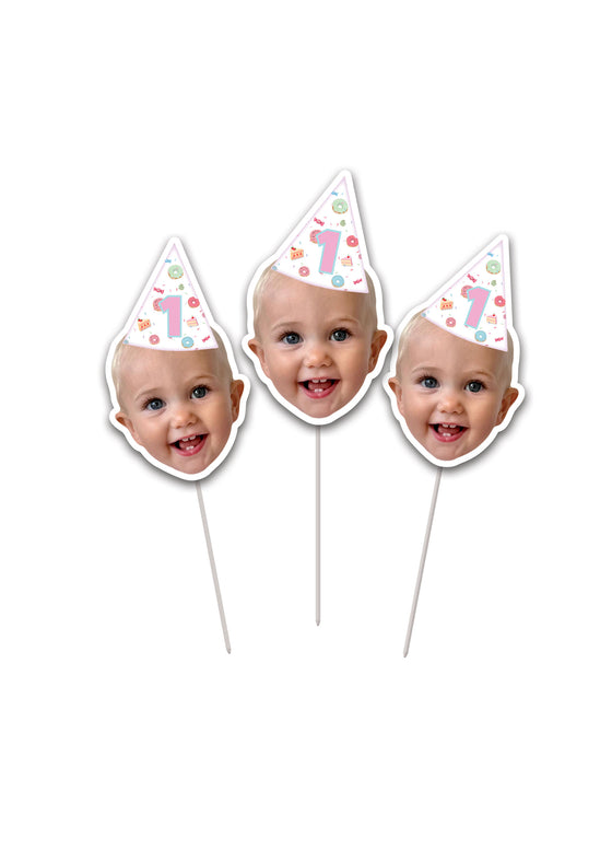 Personalised Sweet One - Face Food Topper - Pack of 18