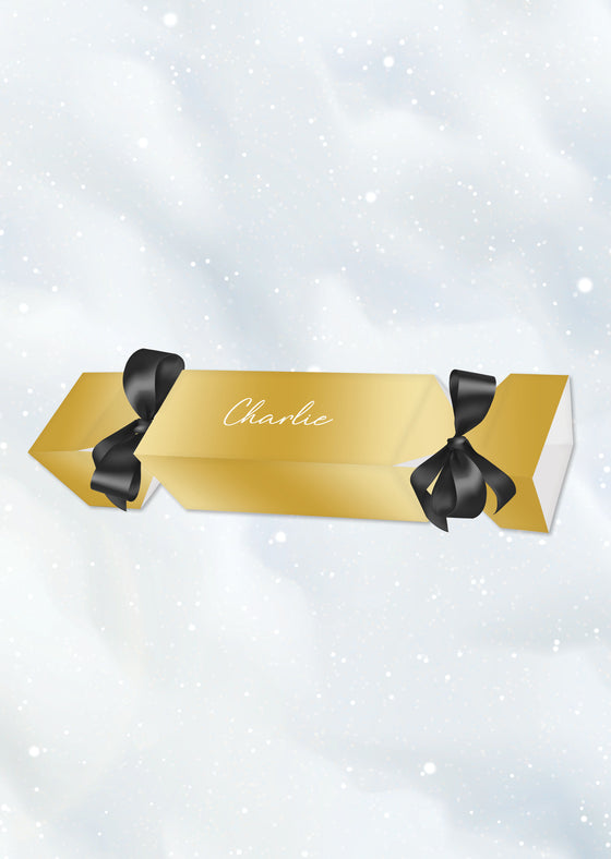 Personalised Small Foil Christmas Cracker - Satin Ribbon - 2 Pack