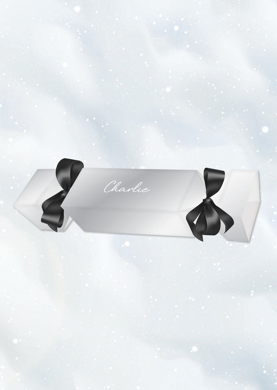 Personalised Small Foil Christmas Cracker - Satin Ribbon - 2 Pack