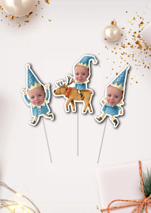  Personalised Christmas Blue Elves - Food Topper - Pack of 24