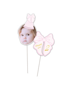  Personalised Pretty Bow - Face Food Topper - Pack of 18
