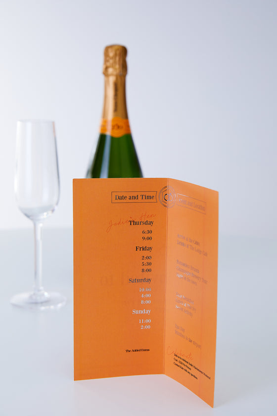 Personalised Veuve Before Vows - Itinerary Sign