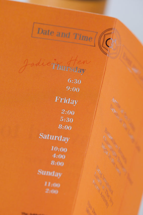 Personalised Veuve Before Vows - Itinerary Sign