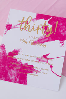  Personalised Pink Splash - Invite