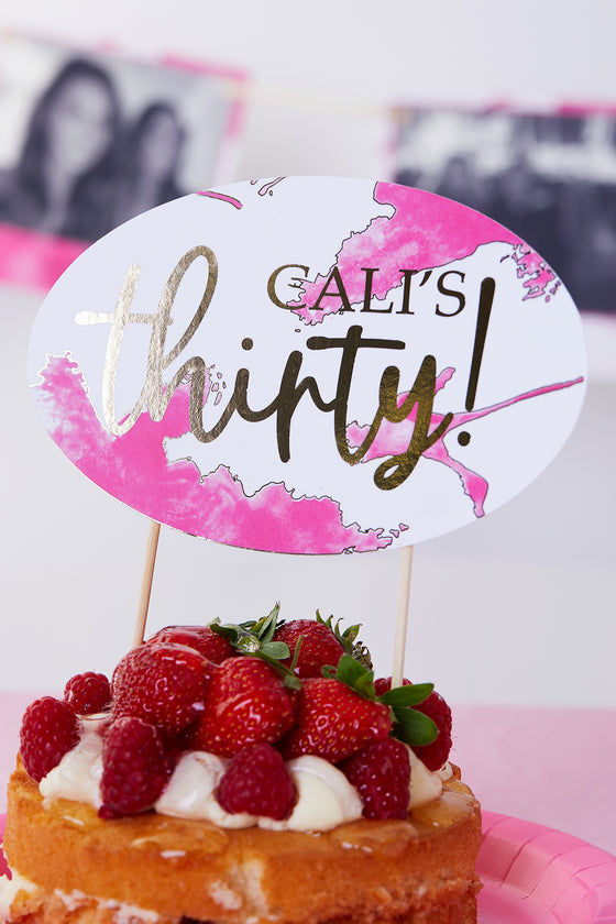 Personalised Pink Splash - Cake Topper Bundle