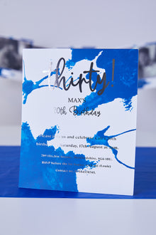  Personalised Blue Splash - Invite