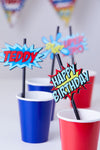 Personalised Comic - Straw Topper - Pack of 18