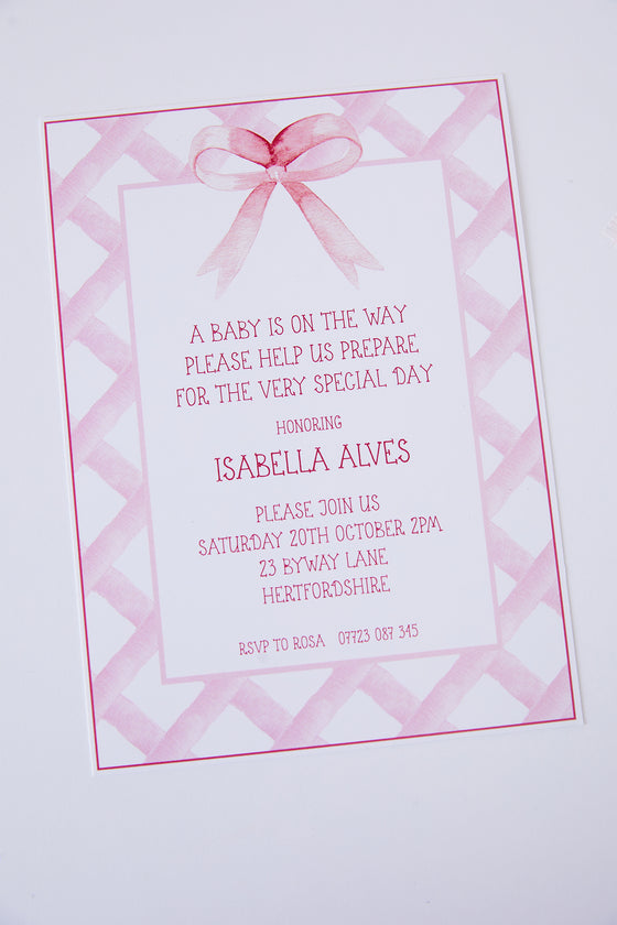 Personalised Pink Crest - Invite