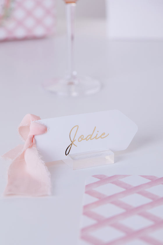 Personalised Pink Crest - Name Setting - 14 pack