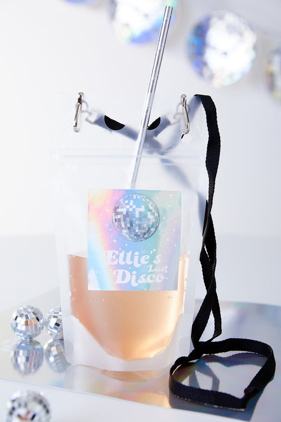 Personalised Disco - Reusable Drinks Pouch - Pack of 4