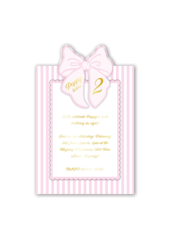 Personalised Pretty Bow - Invite