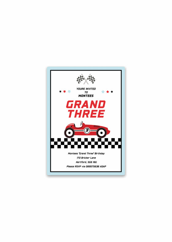 Personalised Race Car - Invite