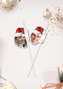  Personalised Christmas Santa Hat - Straw Topper - Pack of 24