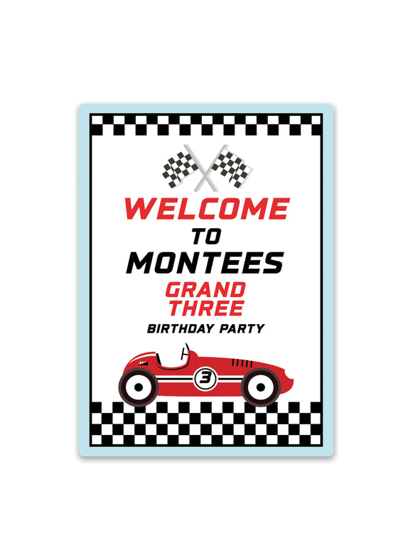 Personalised Race Car - Party Sign