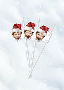  Personalised Christmas Santa Hat - Straw Topper - Pack of 18