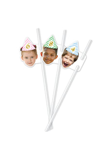  Personalised Face - Straw Topper - Pack of 18