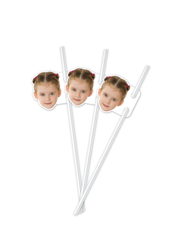 Personalised Face - Straw Topper - Pack of 18