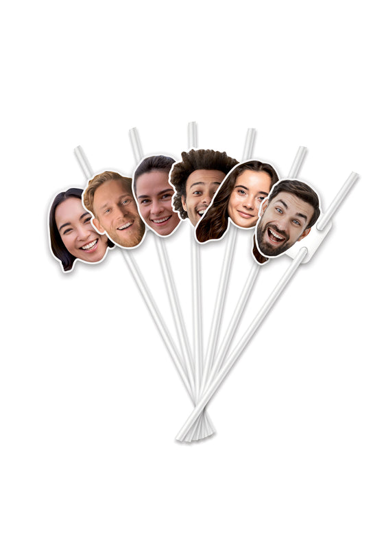 Personalised Face - Straw Topper - Pack of 18