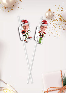  Personalised Christmas Grinch - Straw Topper - Pack of 24