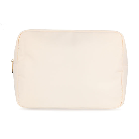 Personalised Nylon Cosmetic Pouch - Ivory with Gold Hardware