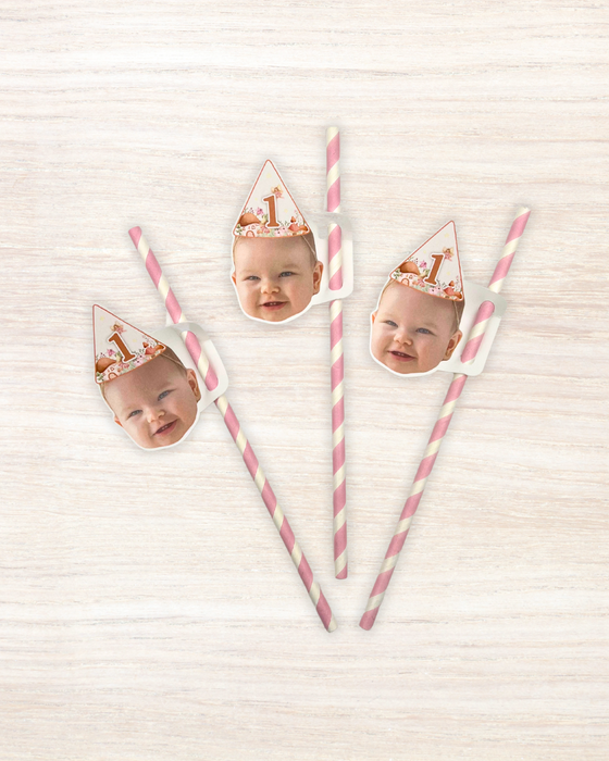 Personalised Fairy - Face Straw Topper - Pack of 18